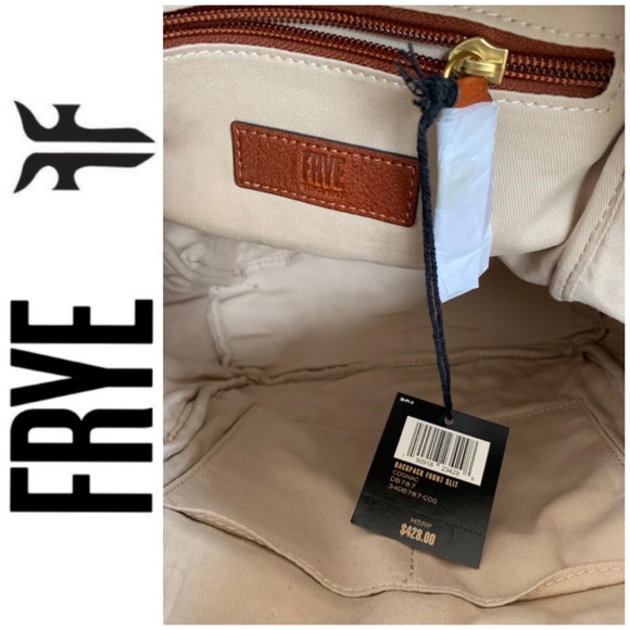 NWT FRYE genuine leather backpack cognac - Picture 7 of 7